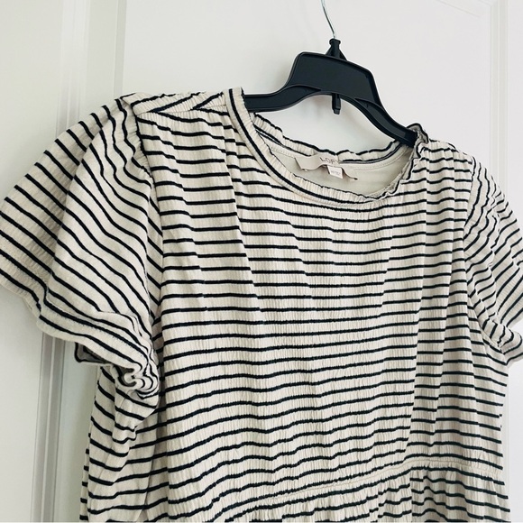 Loft Nautical Stripe Oversized Short Sleeve Crew Neck Shift Dress - Picture 2 of 8